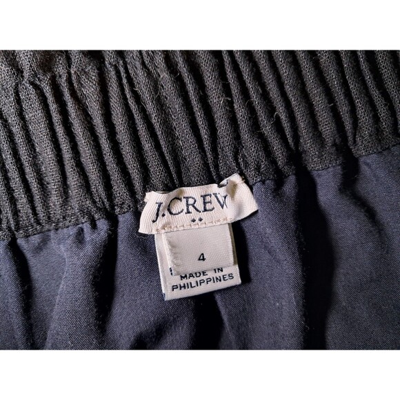 J. Crew Size 4 Pull On Skirt Elastic Waist Scalloped Hem Linen Cotton Black - Picture 2 of 10